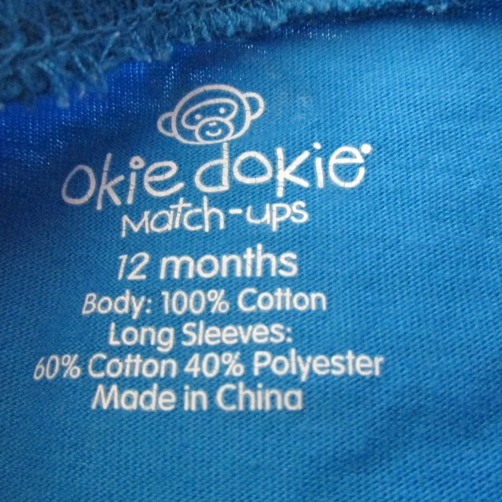 Okie‎ Dokie Pullover T Shirt Boys Toddler 12M Blue Long Sleeve Awesome Tee Top